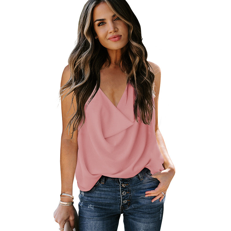 Back view showcasing the elegant backless design on the women's chiffon vest