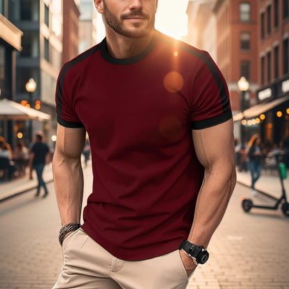 Front view of the men's casual short-sleeve breathable mesh athletic tee