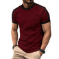 Detail of the ribbed collar on the men's short-sleeve sports shirt