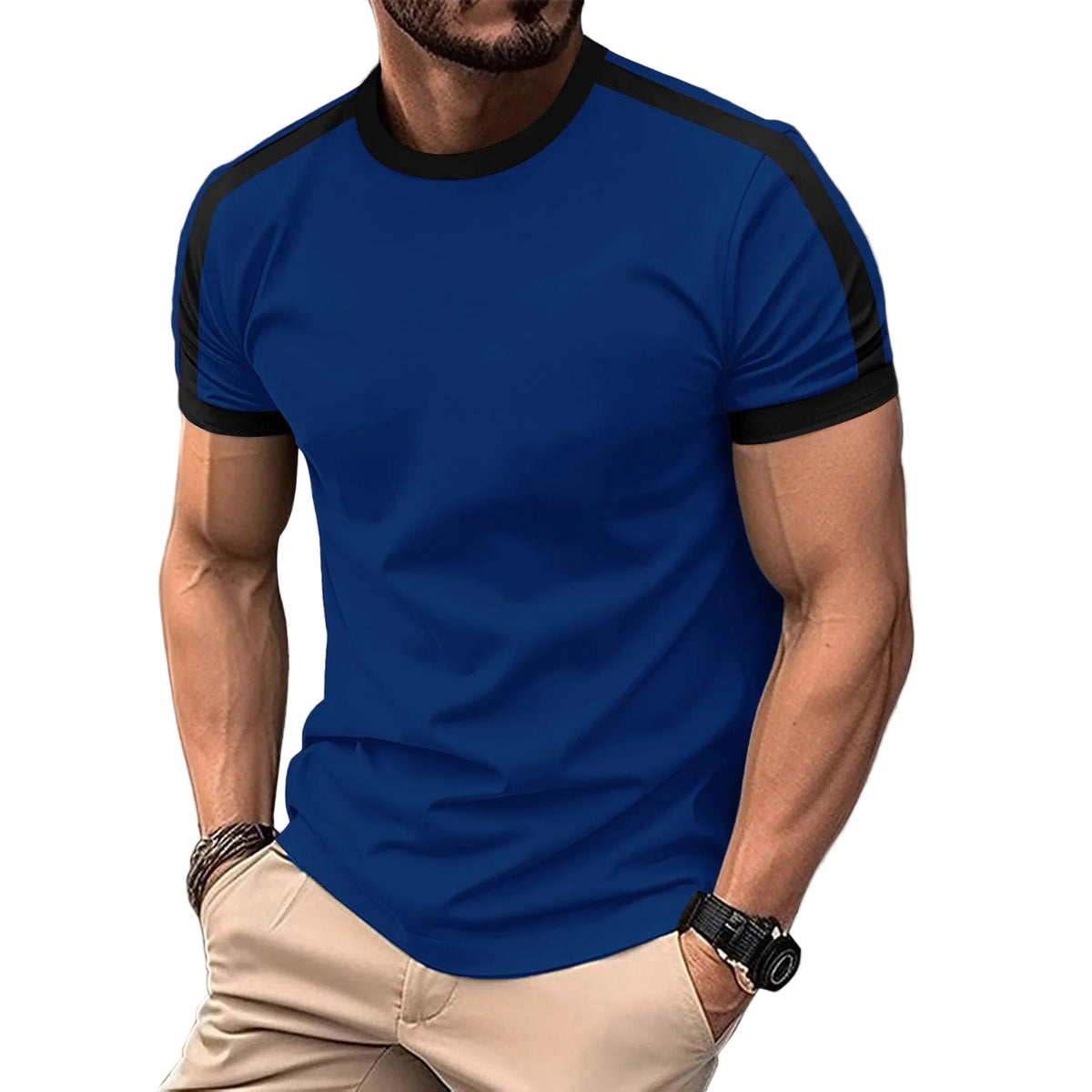 Side profile of an athlete wearing the breathable mesh training tee