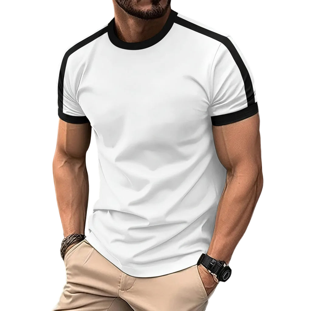 Close-up of short sleeve hem and reinforced stitching on the sports top