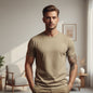 Front view of the men's fitness casual crew-neck athletic nylon workout tee