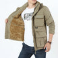 Close-up of the durable chemical fiber blended fabric texture on the jacket