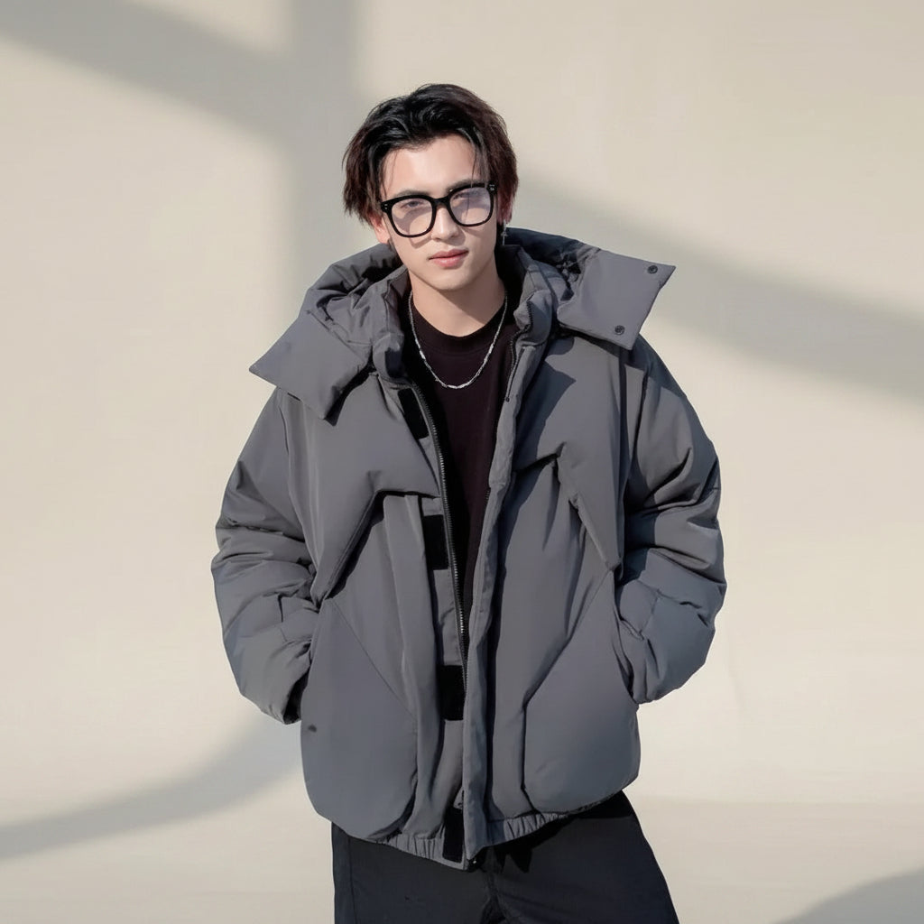 Front view of the youth loose bread jacket casual cardigan winter coat